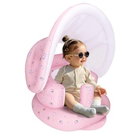 AirSwim AirSwim Inflatable Baby Seat with Detachable Canopy and Built-in Pump, Inflatable Baby Chair for Babies 3 Months and Up, Sit Me Up Chair for Outdoor Indoor, Bumbo Seat for Infants, Strawberry