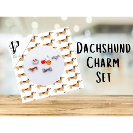 Unlisted Dachshund Charm Wiener Dog Locket Memory Charms Set