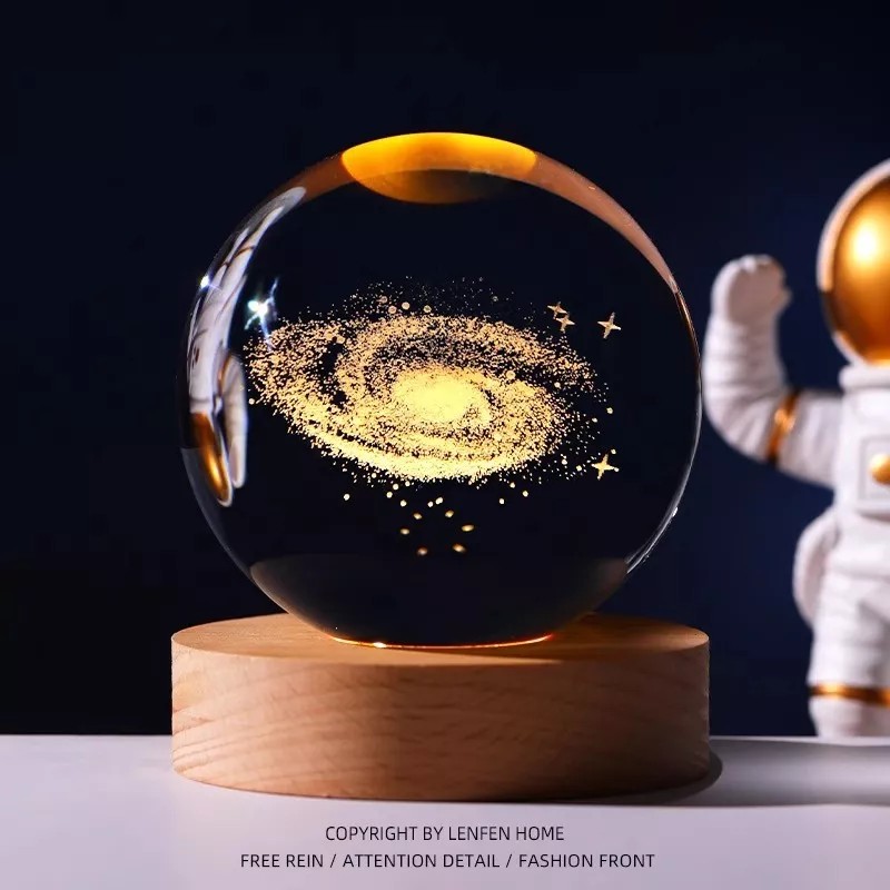 Abigale Lampara De Noche Led 3d Galaxia Bola Cristal Luz