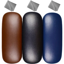 Eyglajdd 3 Stücke Brillenetui Hardcase aus PU Leder, Hartschalen Brillenetui Brillenbox mit Mikrofasertuch für Brillen und Lesebrillen, Geeignet für Damen, Herren und Kinder