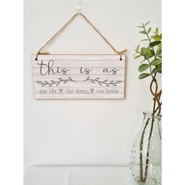 The Plum Penguin Handmade Wooden Hanging Wall Plaque This Is Us Our Life Our Story Our Home Sentimental Decorative Sign Family