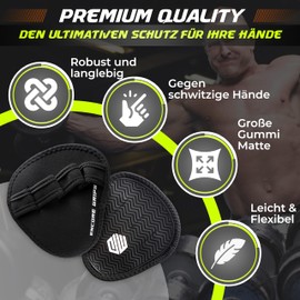 Grip Aids Weight Training, Grip Pads for Strength Training, Fitness, Bodybuilding, Pull-Ups, 1 Pair Neoprene Grip Pads Handgrips, Training Pads, Cross Training, Training Gloves (Black)