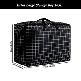 SEPSCO 2Pcs Large Storage Bag, 105L Underbed Clothes Storage Bags With Zips King Size Oxford Cloth Moving Bags Laundry Bags For Duvet Quilt Blankets Bedding Pillows Moisture Proof No-Smell (Black)