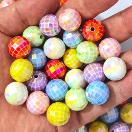 Qingxii Decorr Mixed Lots Shiny AB Color Acrylic Faceted Bead DIY Beading Hairband Bracelets Necklace Craft Embelishment (Mixed Colors-2)