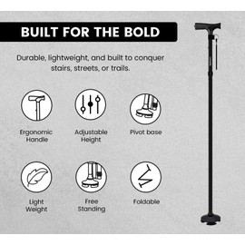 Andvari Walking Cane for Men All Terrain - Walking Canes for Men - Walking Stick - Quad Base Walking Sticks for Seniors