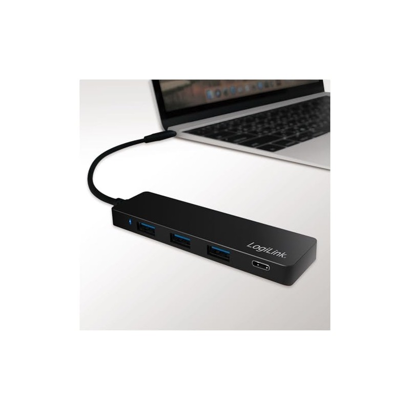 Logilink USB Hub for PC/Laptop Aluminium Housing black Black 3+1