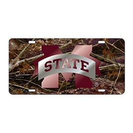 Craftique Mississippi State University Camo/M-State Laser Cut Inlaid Mirror Tag