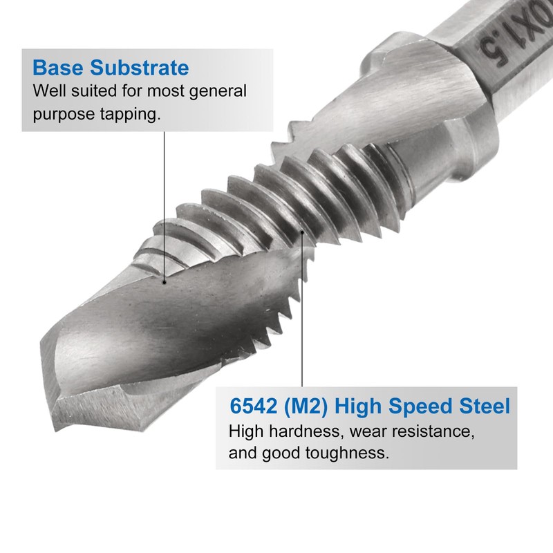 sourcing map Combination Drill and Tap Bit, Metric M10 x