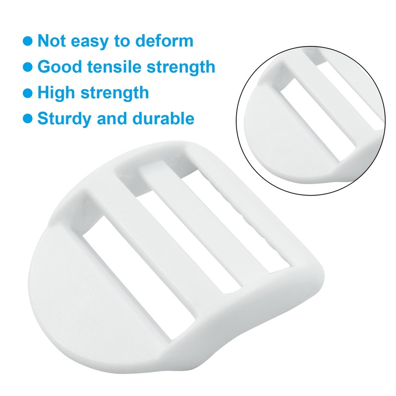 BokWin Ladder Lock Buckle, White, 1-1/4 inch