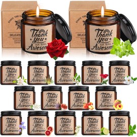 MTLEE 16 Pcs Appreciation Gifts Thank You Candle, 3.5 oz Organic Aromatherapy Jar Candles Bulk, Being Awesome Inspirational Scented Candles Gifts for Women Men Teachers Nurses(Brown)