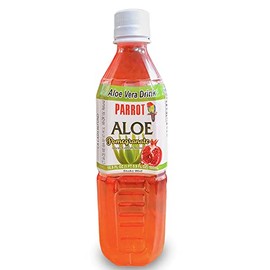 Parrot Aloe Vera Drink with pulp and Pomegranate flavor, Chewable Aloe added, Sweet and Refreshing Jucie Drink 16.9 fl.oz. (Pack of 10)