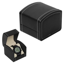 eModwey Uhrenkoffer, Einzel PU Leder Uhr Reisekoffer Schmuck, Tragbarer und Quadratischer Uhrenorganizer, Schmuck- und Uhrenaufbewahrungskoffer für die meisten Uhrenmodelle (Schwarz)