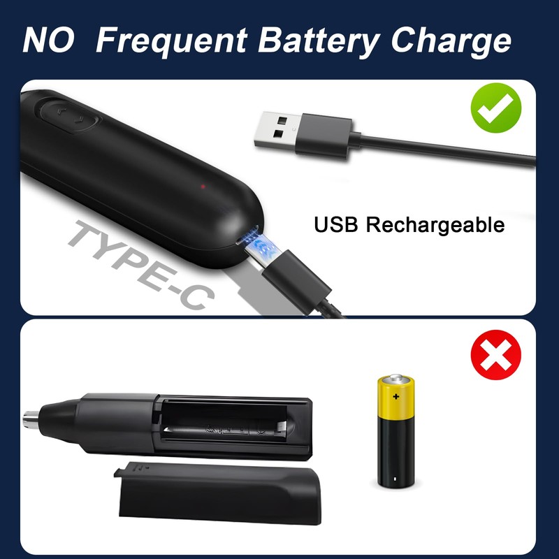 Nasenhaartrimmer, wiederaufladbar über USB, wasserdicht IPX7, zum Trimmen von Nasen-,