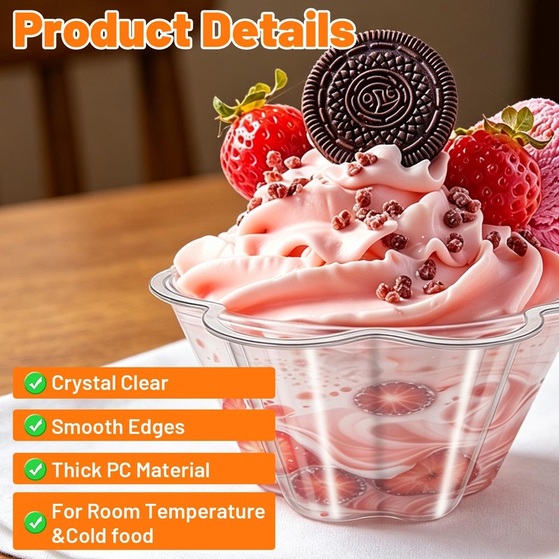 200 PCS Small Clear Plastic Bowls – 8 OZ Disposable