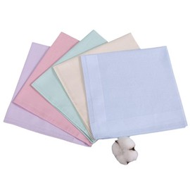 Ladies’ 100% Pure Cotton Handkerchiefs - Set of 5 Soft Solid Colour Vintage Style Hankies (40x40cm) for Weddings, Parties, and Everyday Use - Elegant, Durable, and Eco-Friendly