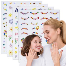 Yakomon Flower Nail Stickers, Colorful Floral Nail Stickers, Floral Fingernail Art Manicure Stickers Decals Fingernail Decals Fingertip Decal Self Adhesive for Women Girls