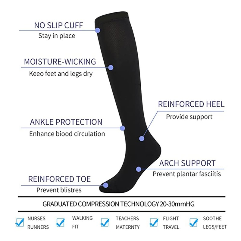 Cheeroyal (2 Pairs) Compression Socks for Men and Women Flight