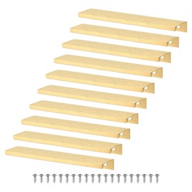 M METERXITY 10-Pack Cabinets Drawers Edge Pulls, 5.91" Aluminum Drawer Edge Pulls Concealed Tab Handle for Wardrobe/Kitchen Drawers/Cabinet Doors/Furniture [Brushed Gold]