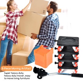 Furniture Movers with 4 Wheels, 9 Set Furniture Lifter Tool Furniture Dolly Appliance Roller Sliders for Sofa, Fridge, Cabinet, 360° Rotatable(Black)