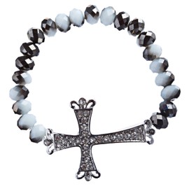 Accessoriesforever Cross Jewelry Crystal Rhinestone Vintage Design Cross Stretch Bracelet B501 BLK