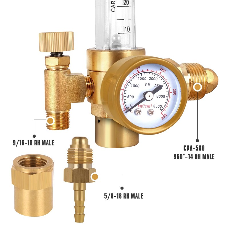 BO WELD Argon CO2 Regulator Flow Meter Gas Regulator with