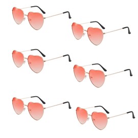 6 Pairs Hippie Glasses Sunglasses Women's Glasses Heart Shaped Sunglasses Hippie Glasses Metal Frame Retro Sunglasses Heart Sunglasses Hippie for Hippie Chic Dress Festival Accessories