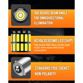 LUYED 1156 LED Bulb, LED Reverse Lights 300% Brighter Xenon White 1340 Lumens Super Bright,BA15S 1003 1141 P21W 7506 LED Replacement for Tail Light Backup Light, Pack of 2