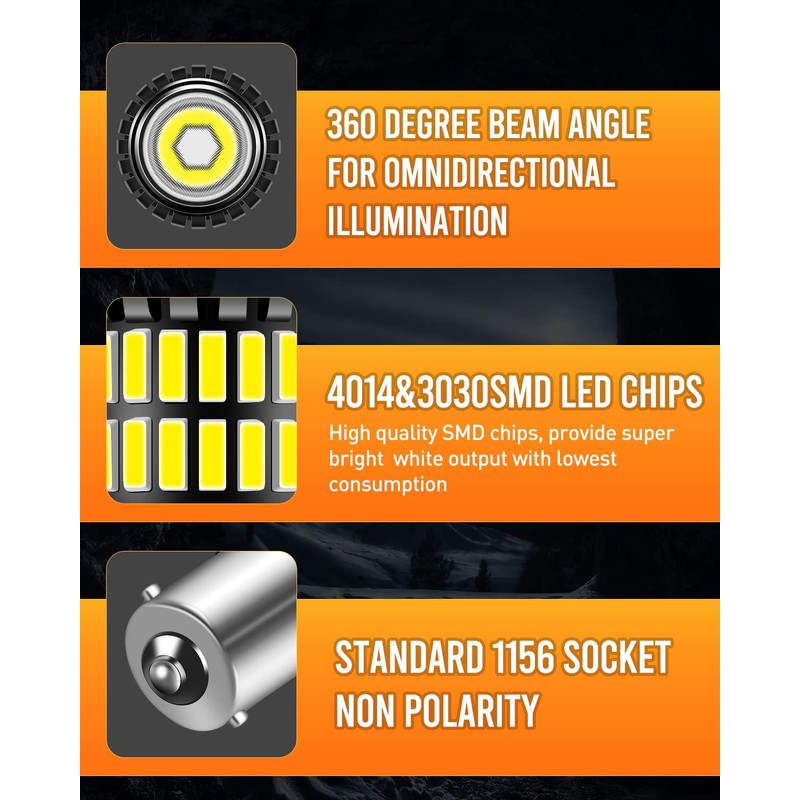 LUYED 1156 LED Bulb, LED Reverse Lights 300% Brighter Xenon