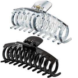 Accglory 5.5 Inches Extra Large Hair Clips for Long Thick Hair Women’s Jumbo Hair Claw Clips 2 Counts in Set Hair Accessories (grey and black)