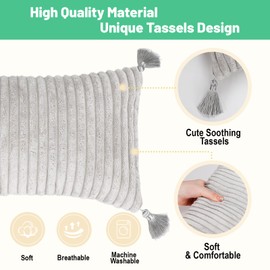 vocheer Small Travel Pillow with Tassels, 11"x7" Neck Pillow for Sleeping, Mini Travel Pillow, Tiny Pillows for Neck, Wrist, Lumbar and Knee, Pets Pillow, Plush Pillow, Machine Washable, Grey-2pc