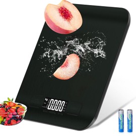 VEKENSEE Bascula de Cocina Digital de Acero Inoxidable, Multifuncional Balanza Cocina de Alta Precision Peso Cocina con Pantalla LCD y Funcion Tara Balanza de Alimentos 2 pilas Incluidas (10kg/g)