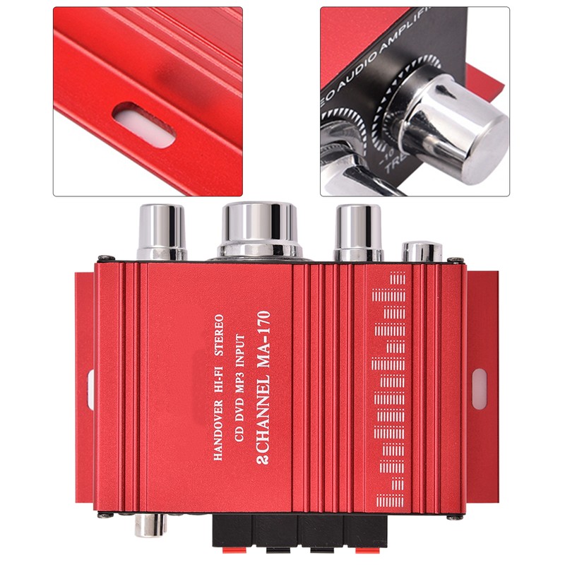 Mini 12V 2 Channel HiFi Stereo Bass Audio Power Amplifier