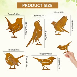 NYZQIW Pack of 5 Rusty Birds Decorative Rust, Rust Bird Garden Decoration, Metal Bird Plug, Patina Garden Decoration, Vintage, Decoration for Garden Decoration, Trees, Stakes or Fences