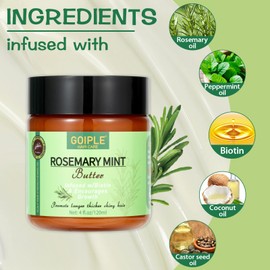 Rosemary Mint Butter for Hair and Strong Roots, Rosemary Oil for Hair Growth Strengthen and Nourish Hair Dry Scalp Split Ends, Organics Rosemary Butter Hair Treatment Product for Black All Hair Type