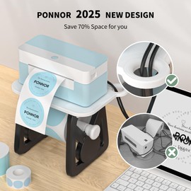 PONNOR Label Holder for Rolls and Fanfold Labels, Thermal Sticker Holder for Desktop Printer, Fragile Stickers for Shipping, Label Stand Accessory Supplies for Home, DIY, Office, Small Business(Black)