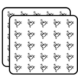 Treble BASS Clef Heart Love of Music Decal Premium Quality Black Vinyl Sticker for Scrapbooking, Calendars, Arts, Kids DIY Crafts, Album, Bullet Journals 50 Pack