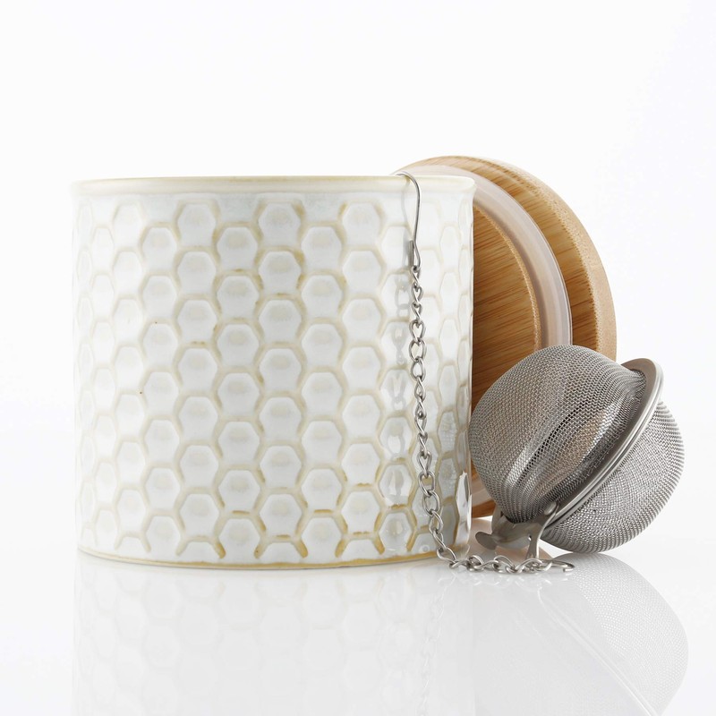 Chantal Tea Caddy with Infuser, 8 oz, White