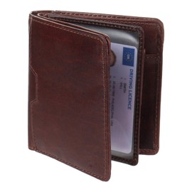 STARHIDE Brown Leather Wallet Men Slim Bifold, RFID Blocking Genuine Cowhide Leather Wallet, 10 cm x 11.4 cm, Card Holder with Coin Pocket