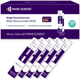 Prime Screen Alcohol ETG Urine Test 100 Pack - at Home Rapid Testing Dip Card Kit - 80 Hour Low Cut-Off 300 ng/mL - WETG-114
