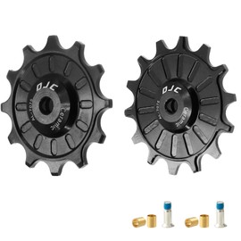 DJC Bike Ceramic Bearing Pulley Wheel 2pcs Guide Roller 11T 12T 13T 14T 15T 16T 17T MTB Road Bike Rear Derailleur for Shimano for Sram Pulley(Black 12T and 14T)