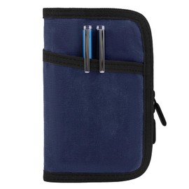 Baizoy Field Notes Notebooks Cover for 3.5 X 5.5 Inch Pocket Notebook Covers With Zipper Pen Holder,Water Resistant Journal Notebook Planner, Classy Waxed Canvas EDC Wallet (BLue)