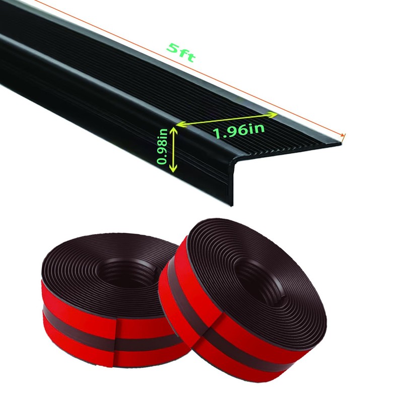 5ft Vinyl Rubber Stair Nosing Stair EdgeTrim Non-Slip Self Adhesive