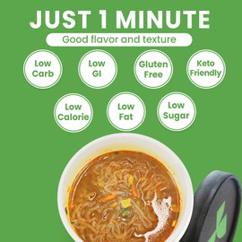 Hethstia Shirataki Noodle Tom Yum Soup Cups- 6-Pack Konjac Angel Hair Pasta, Low Carb, Ready-to-Eat Tom Yum Noodle Broth, Low GI, Healthy Asian Ramen, Keto-Friendly, Holiday Food Gift