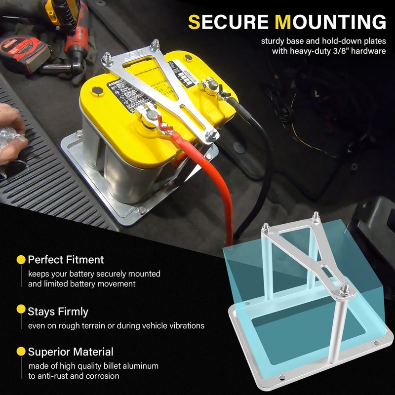 Universal Battery Tray Hold Down Trunk Relocation Box - Billet
