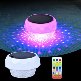 Solar Pool Lighting, Pool Lights with Diamond Pattern, with Remote Control, IP68 Waterproof, 4 Lighting Modes, Dimmable, Timing Mode, Pond Lighting for Decoration of Swimming Pools, Yard Roads