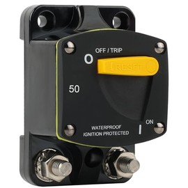 GLOSO GLOSO Circuit Breaker Switches Manual Reset Waterproof Audio Radio Solar System Boat Truck Marine Automotive Stud 5/16 Surface Mount 50A