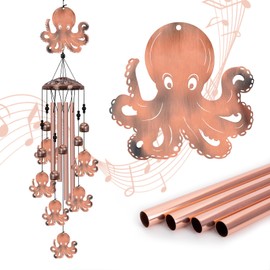 Marwey Octopus Wind Chimes for Outside, Large Octopus Gifts for Women, Marine Animal Wind Chime, Metal Octopus Decor, 40" Outdoor Garden Decor for Lawn, Porch, Patio, Yard
