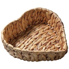 Handwoven Water Hyacinth Heart Storage Basket – 27cm x 27cm x 7cm, Decorative Organizer for Home, Office, or Gifts