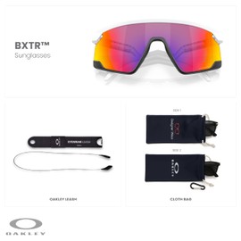 OAKLEY BXTR OO9280 928002 39MM Matte White/Prizm Road Shield Sunglasses for Men for Women+ Bundle Accessory Leash Kit, Microfiber Pouch