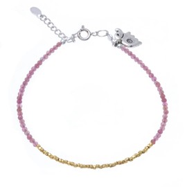 NOVICA Handmade Gold Accent Quartz Beaded Bracelet 14k Goldplated Karen Silver Charm Sterling Thailand Hill Tribe Animal Themed Birthstone Elephant 'Elephant at Dawn'